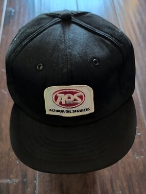Vintage AOS Astoria Oil Services Black Snapback Hat Cap America USA